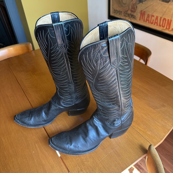 Cowboy boots, hand made, women’s 11B. Black - Picture 1 of 6